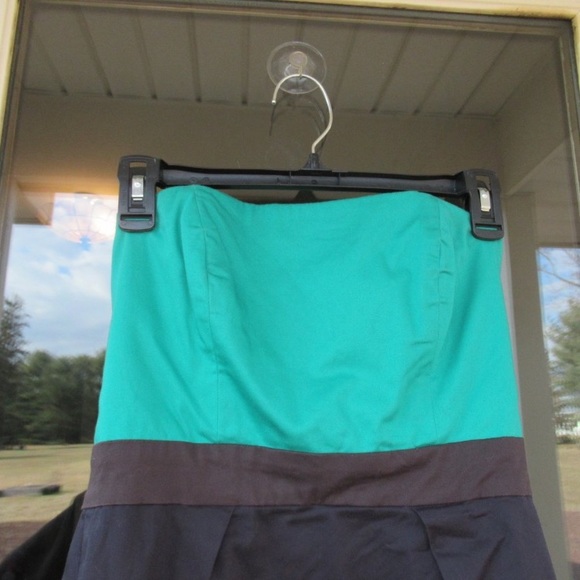 French Connection dress strapless with pockets color block office 6 - Picture 10 of 12